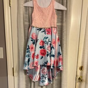 Floral Pink and Blue Kids Dress